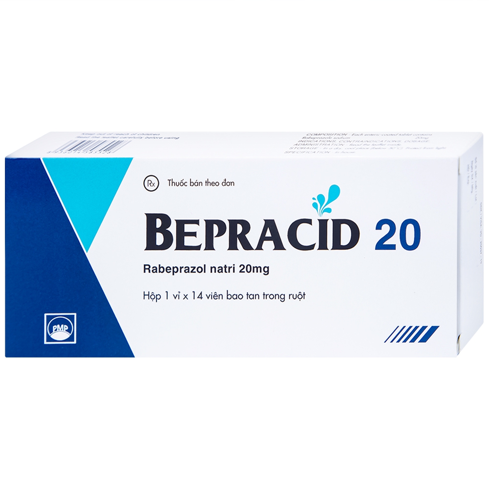 Thuốc Bepracid 20mg Pymepharco điều trị trào ngược dạ dày – thực quản, loét dạ dày - tá tràng (1 vỉ x 14 viên)