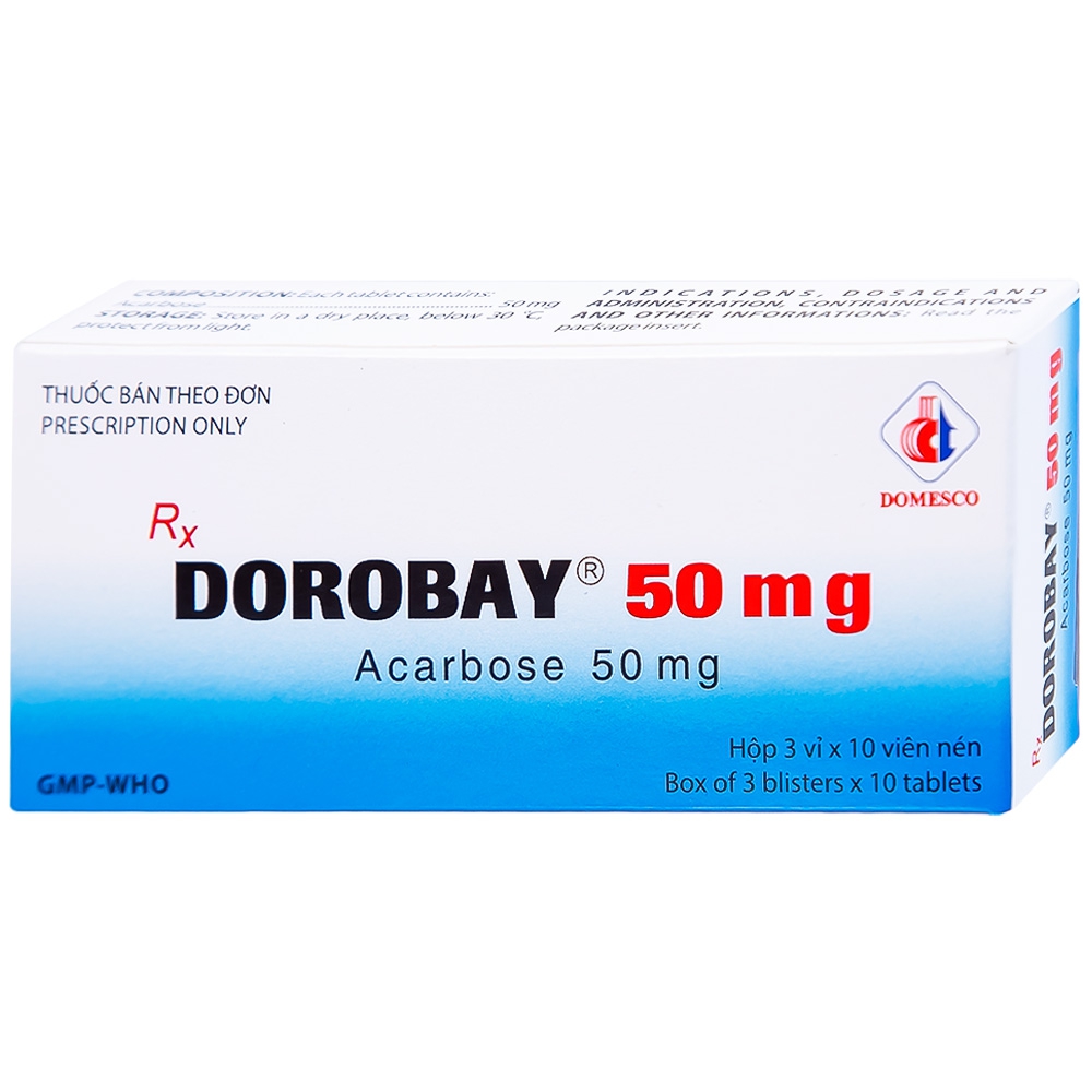 Thuốc Dorobay 50mg Domesco hỗ trợ điều trị đái tháo đường tuýp 2 (3 vỉ x 10 viên)