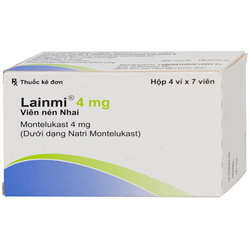 Thuốc Lainmi 4mg Lesvi phòng ngừa và điều trị hen (4 vỉ x 7 viên)