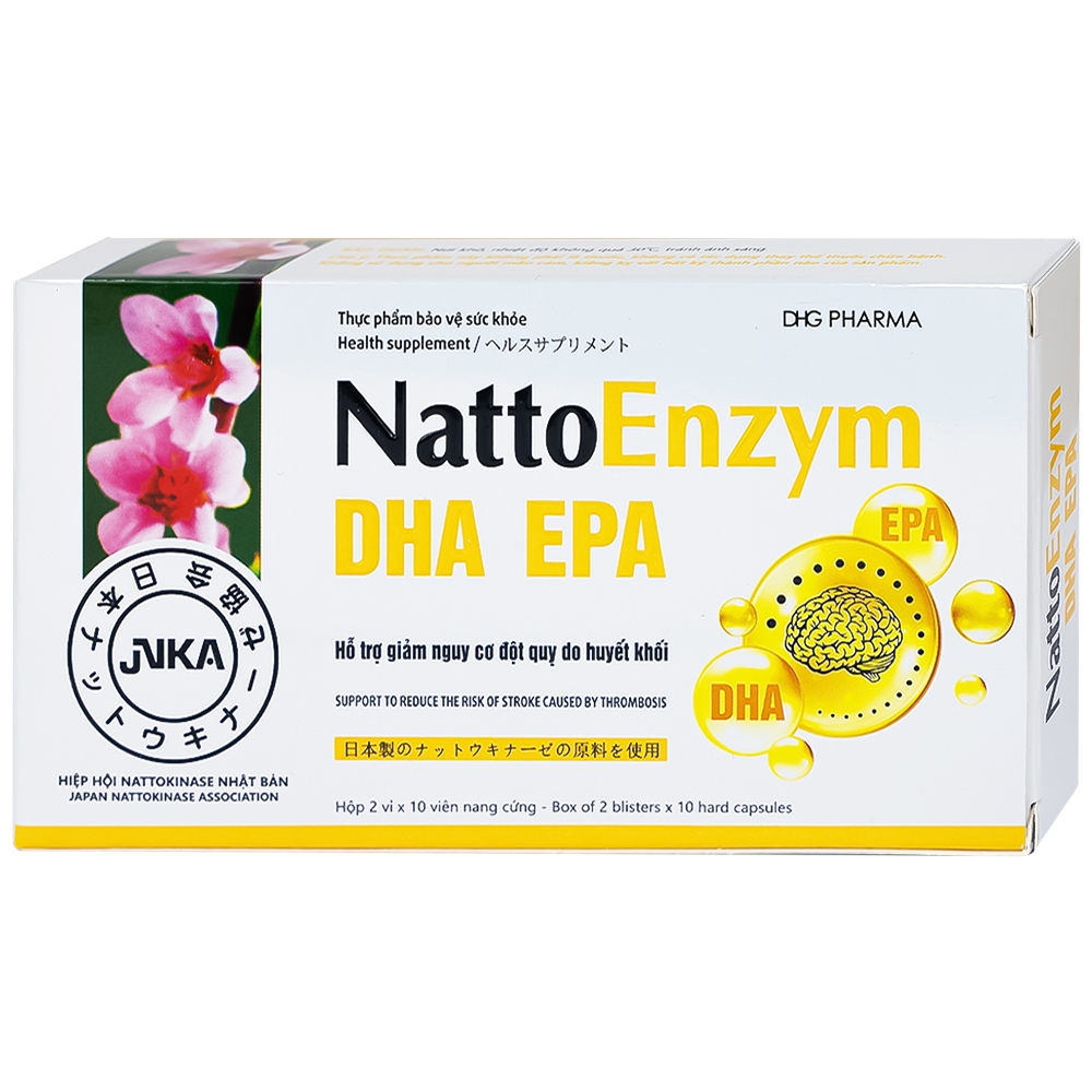 Viên uống NattoEnzym DHA EPA DHG Pharma hỗ trợ giảm nguy cơ đột quỵ do huyết khối (2 vỉ x 10 viên)