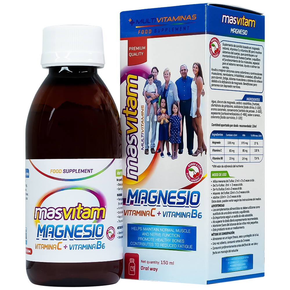 Dung dịch Masvitam Magnesium + Vit C + Vic B6 150ml bổ sung Magnesium, Vitamin C và Vitamin B6 cho cơ thể