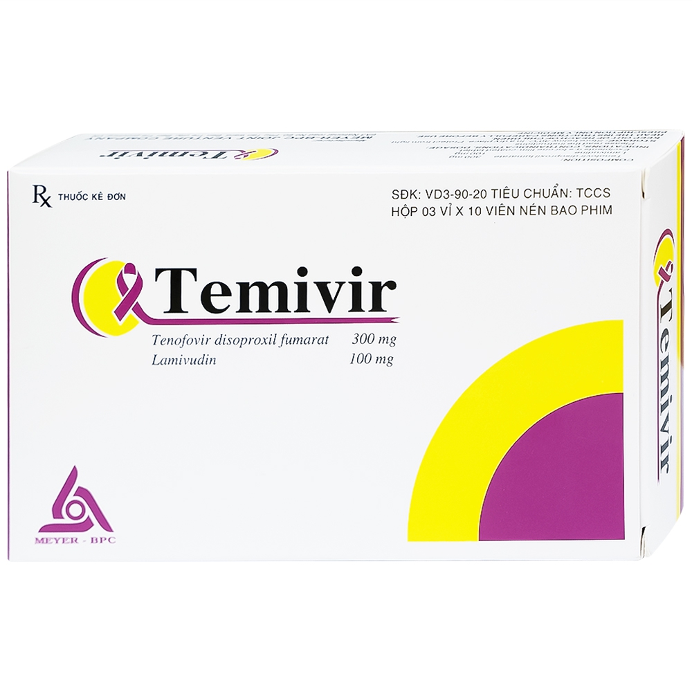 Thuốc Temivir Meyer - BPC hỗ trợ điều trị nhiễm HIV-I hoặc điều trị viêm gan B mạn tính (3 vỉ x 10 viên)