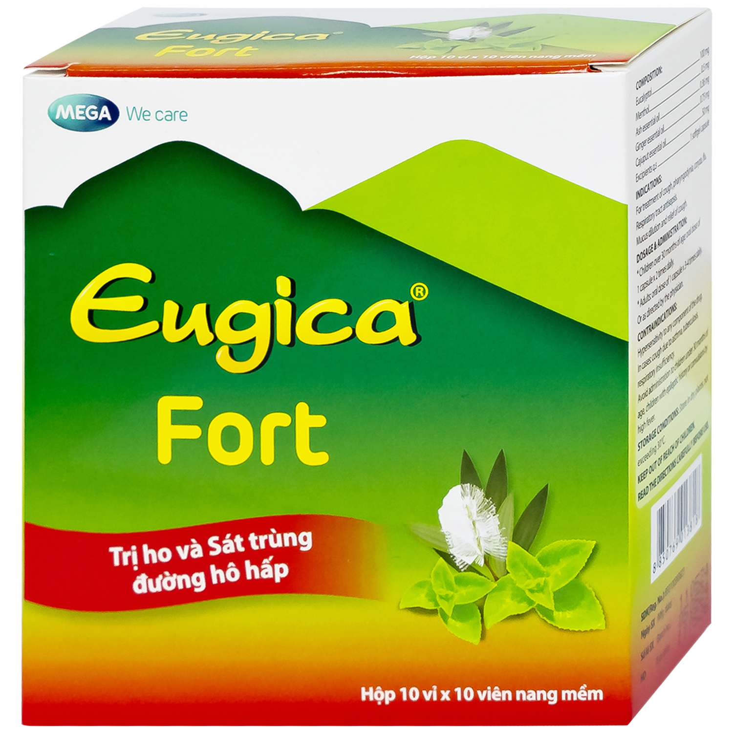 Thuốc Eugica Fort DHG điều trị các chứng ho, đau họng, sổ mũi, cảm cúm (10 vỉ x 10 viên)