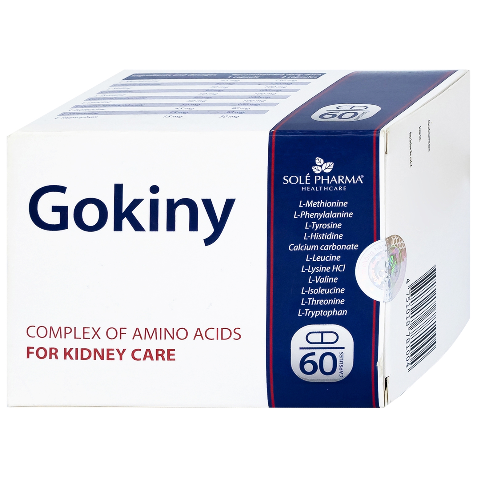 Viên uống Gokiny Solé Pharm bổ sung các amino acid cho cơ thể, tăng cường sức khỏe (6 vỉ x 10 viên)