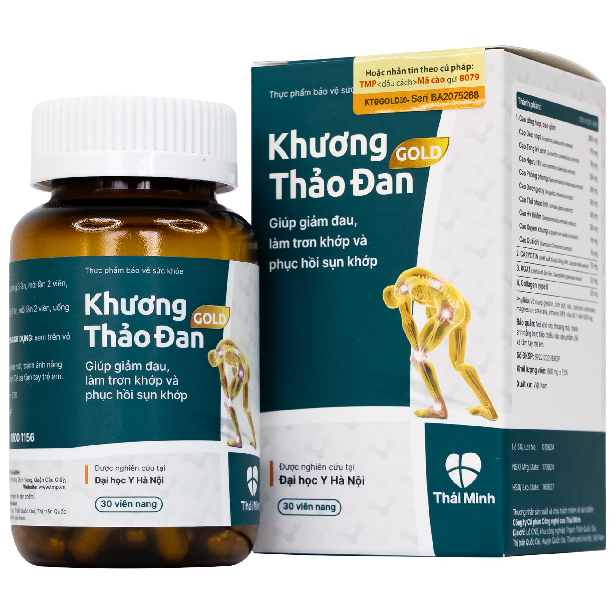 Viên uống Khương Thảo Đan Gold Thái Minh giảm đau, làm trơn khớp và phục hồi sụn khớp (30 viên)