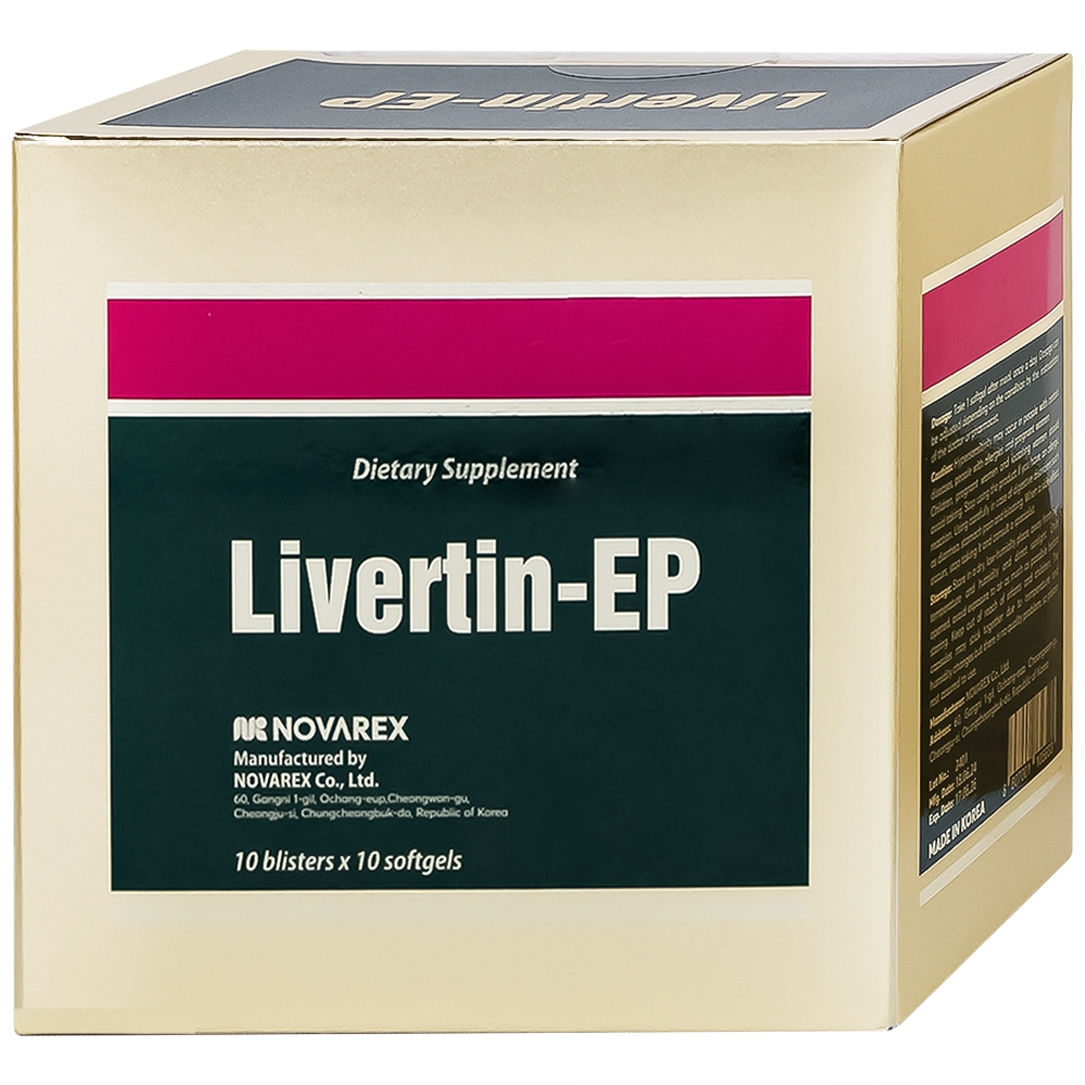 Viên uống Livertin-EP Novarex bổ sung vitamin B1, B6, B12, niacin, canxi pantothenat cho cơ thể (10 vỉ x 10 viên)