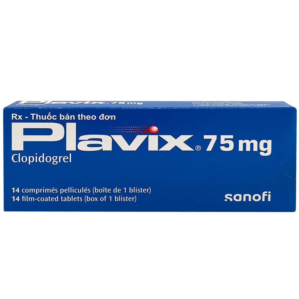 Thuốc Plavix 75mg Sanofi giảm nguy cơ thành lập cục máu đông, huyết khối (1 vỉ x 14 viên)