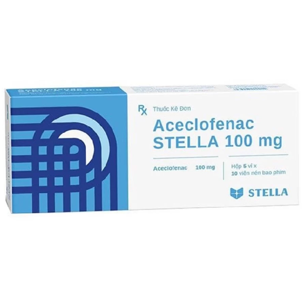 Thuốc Aceclofenac Stella 100mg giảm đau và kháng viêm trong bệnh viêm xương khớp (5 vỉ x 10 viên)