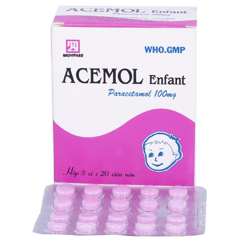 Thuốc Acemol 100mg Nadyphar giảm đau nhức, khó chịu, sốt (100 viên)