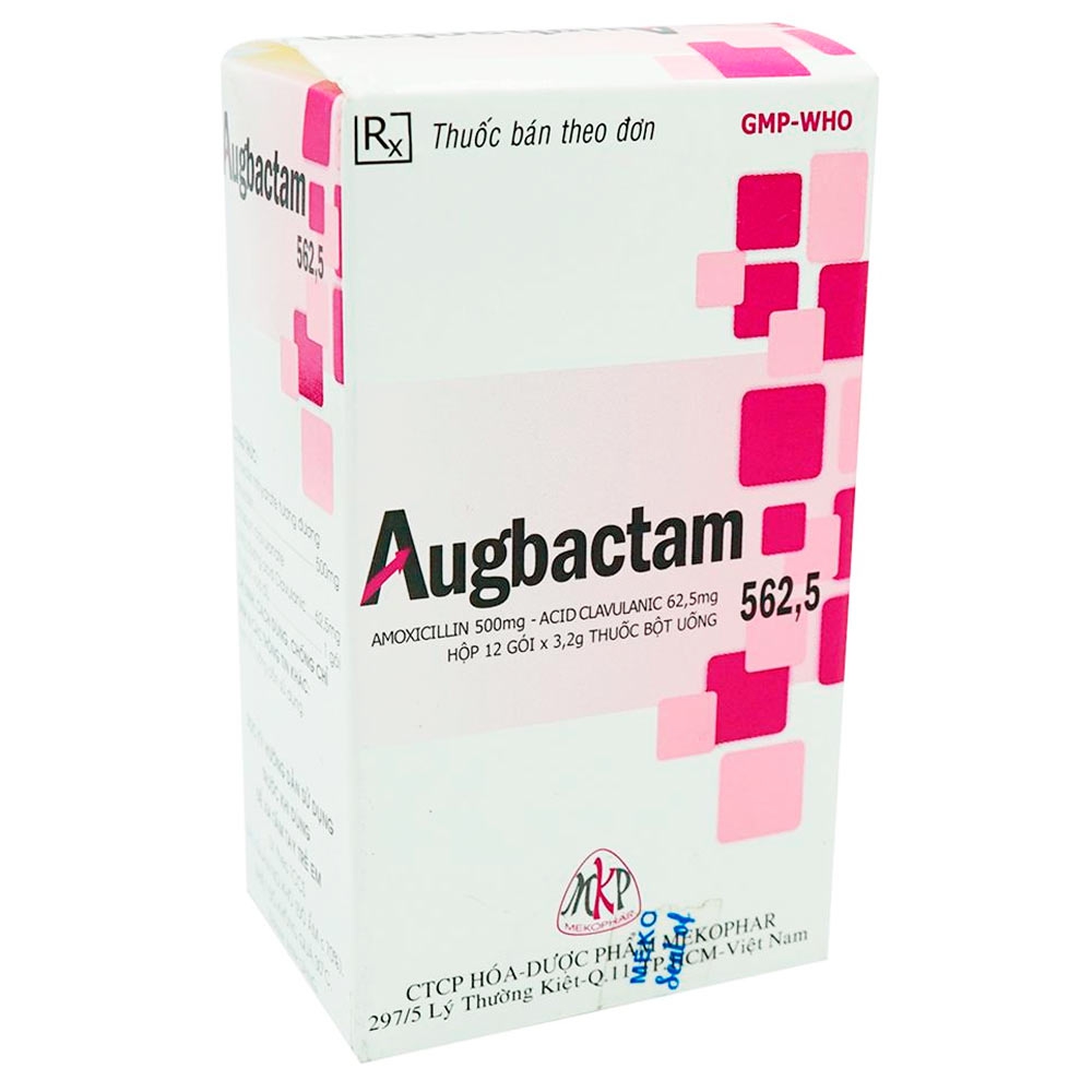 Thuốc Augbactam 562,5 Mekophar điều trị các trường hợp nhiễm khuẩn đường hô hấp trên và tiết niệu (12 gói x 3.2g)