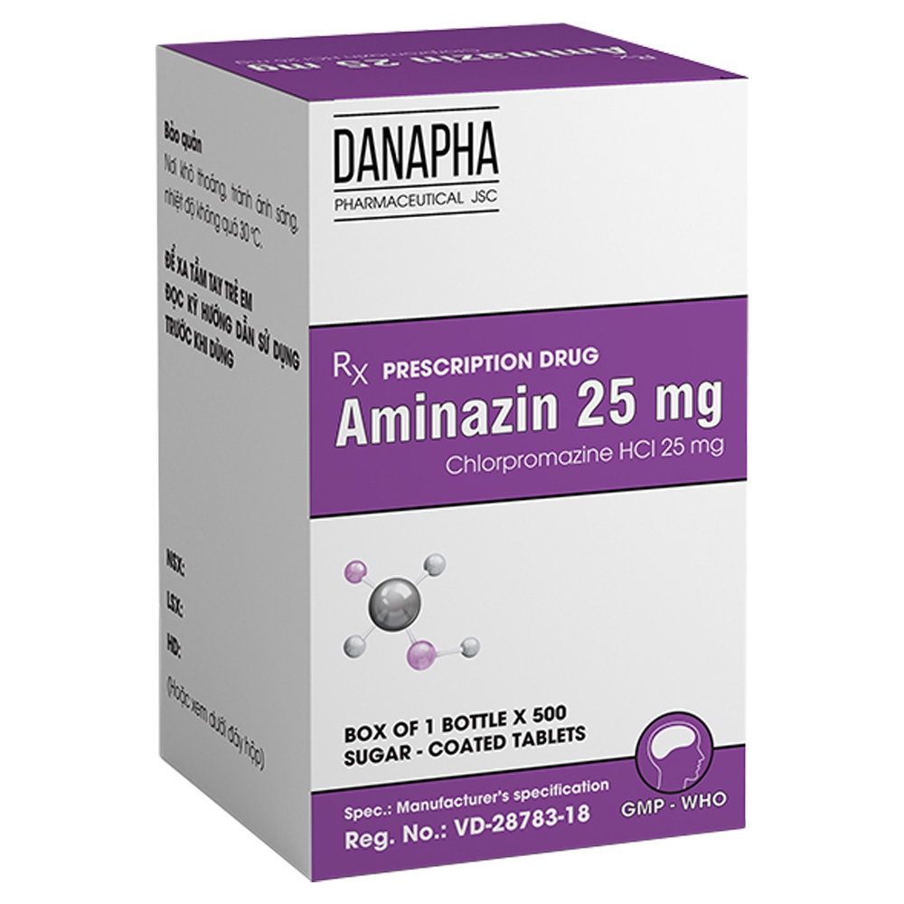 Thuốc Aminazin 25mg Danapha điều trị tâm thần phân liệt (500 viên)