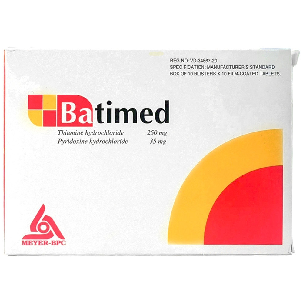 Thuốc Batimed Meyer điều trị và dự phòng thiếu vitamin nhóm B (10 vỉ x 10 viên)