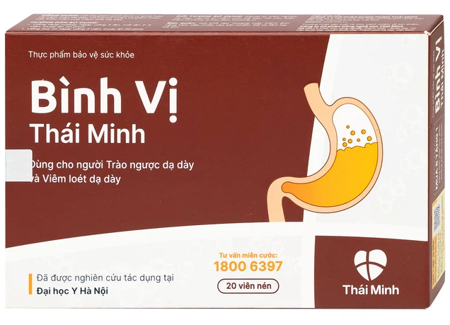 Viên uống Bình Vị Thái Minh hỗ trợ giảm acid dịch vị, giúp bảo vệ niêm mạc dạ dày (2 vỉ x 10 viên)