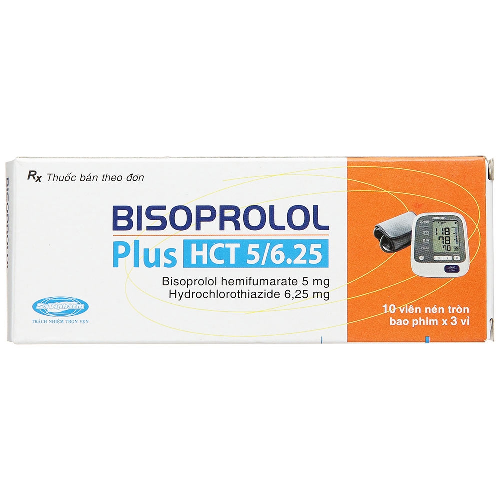 Thuốc Bisoprolol Plus HCT 5/6.25 Savi điều trị tăng huyết áp từ nhẹ đến vừa (3 vỉ x 10 viên)