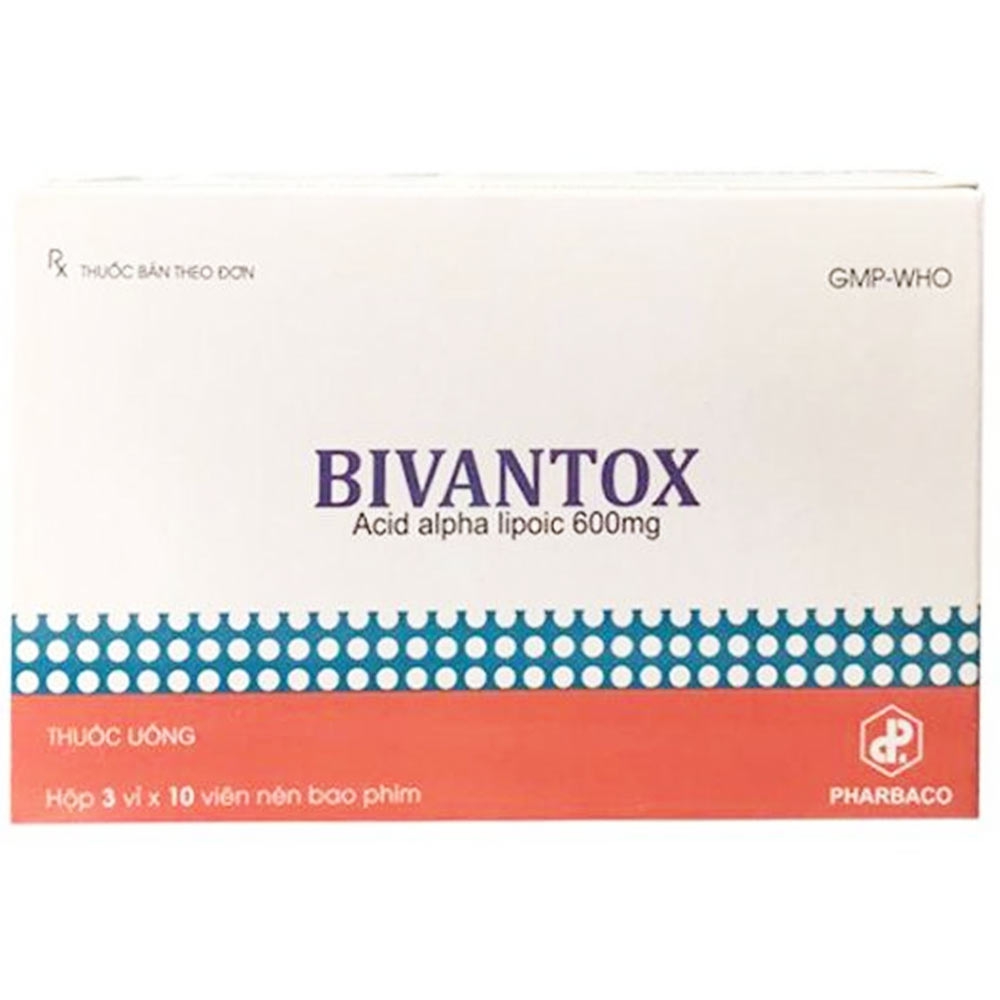 Thuốc Bivantox 600mg Pharbaco điều trị rối loạn cảm giác, đau dây thần kinh (3 vỉ x 10 viên)