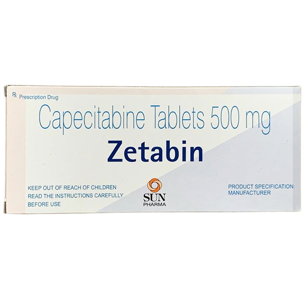 Thuốc Zetabin 500mg Sun Pharma điều trị ung thư đại tràng, ung thư vú, ung thư dạ dày (10 vỉ x 10 viên)