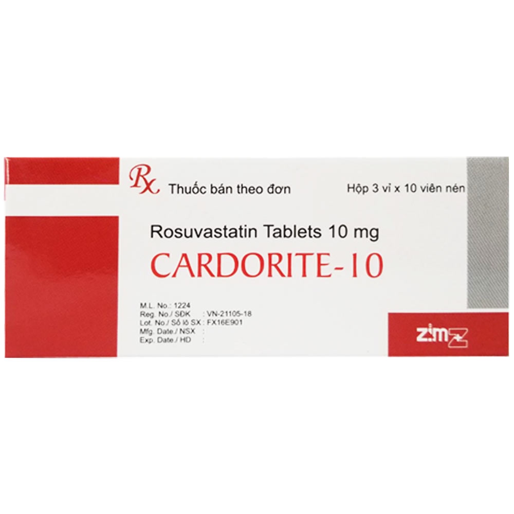 Thuốc Cardorite-10 Zim Laboratories giảm lượng cholesterol toàn phần (3 vỉ x 10 viên)