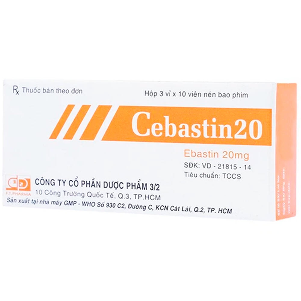 Thuốc Cebastin20 Dược 3-2 điều trị viêm mũi dị ứng, mày đay (3 vỉ x 10 viên) 