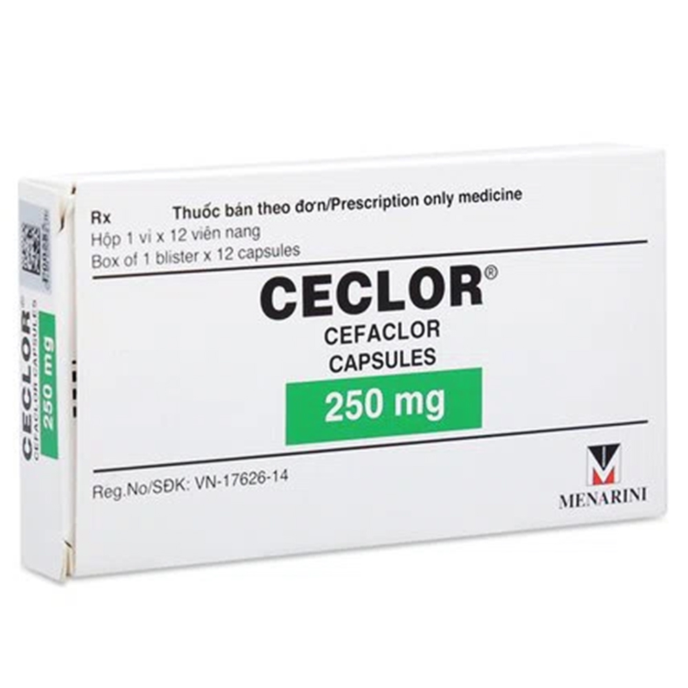 Thuốc Ceclor 250mg Menarini điều trị nhiễm khuẩn (1 vỉ x 12 viên) 