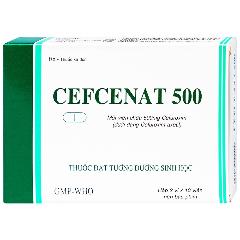 Thuốc Cefcenat 500mg Tipharco điều trị các nhiễm khuẩn thể nhẹ đến vừa ở đường hô hấp (5 vỉ x 10 viên)