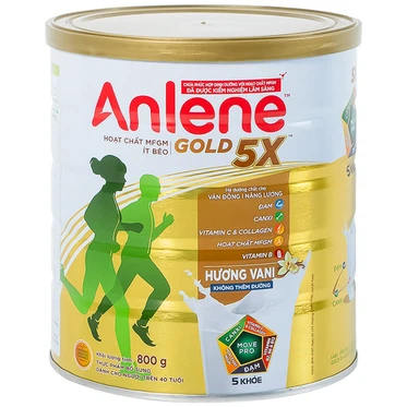 Sữa Anlene Gold 5X hương vani không thêm đường hỗ trợ tăng cường sức khỏe cơ xương khớp (800g) 1
