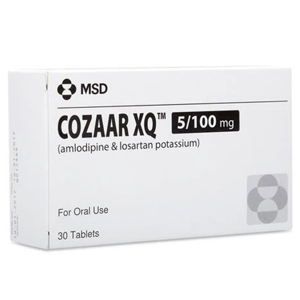 Thuốc Cozaar XQ 5/100mg Organon điều trị cao huyết áp vô căn (3 vỉ x 10 viên)