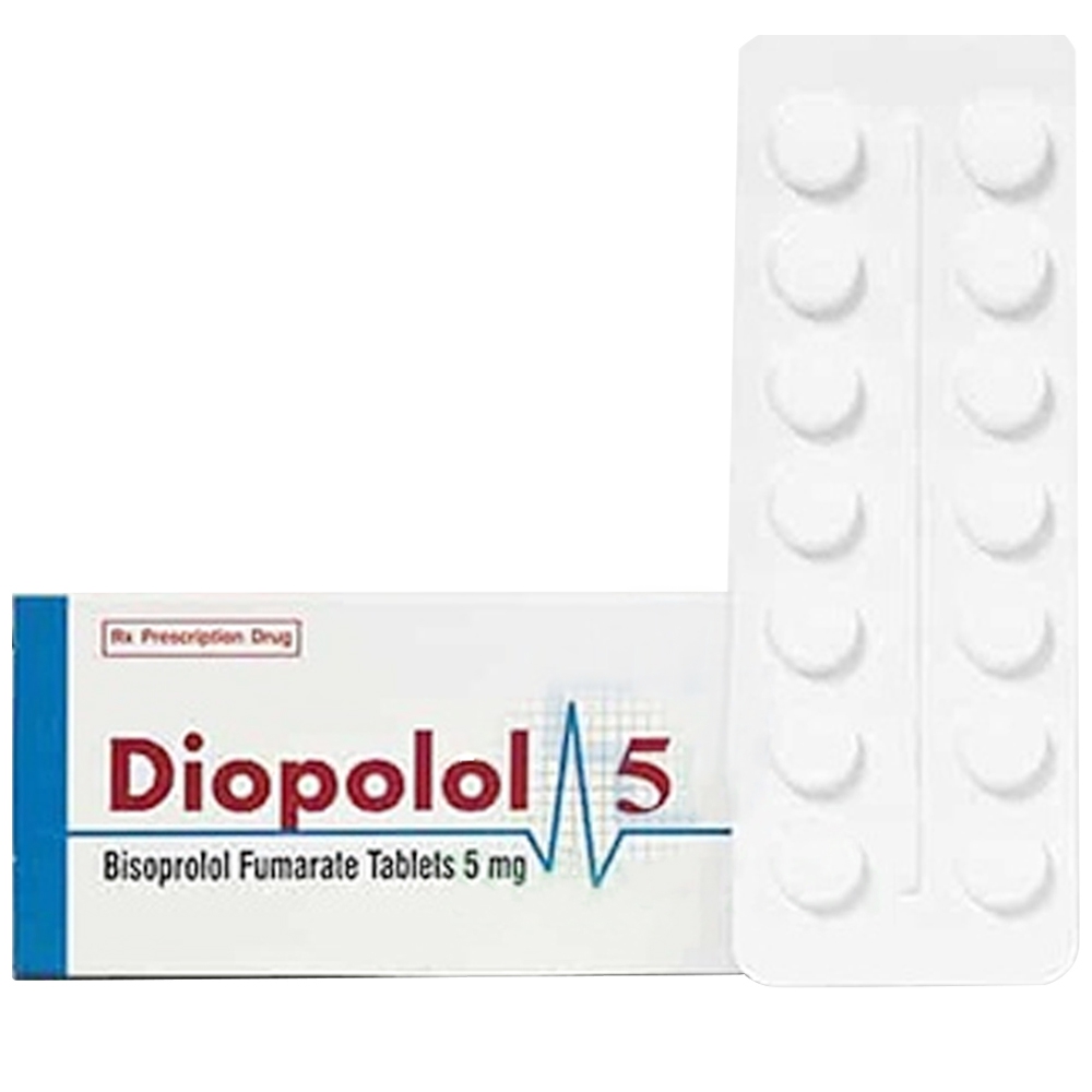 Thuốc Diopolol 5 MEGA We care điều trị tăng huyết áp, đau thắt ngực (3 vỉ x 10 viên)