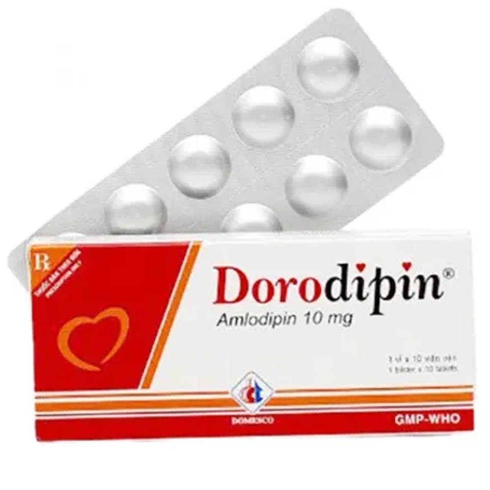 Thuốc Dorodipin 10mg Domesco điều trị tăng huyết áp, dự phòng cơn đau thắt ngực (1 vỉ x 10 viên)