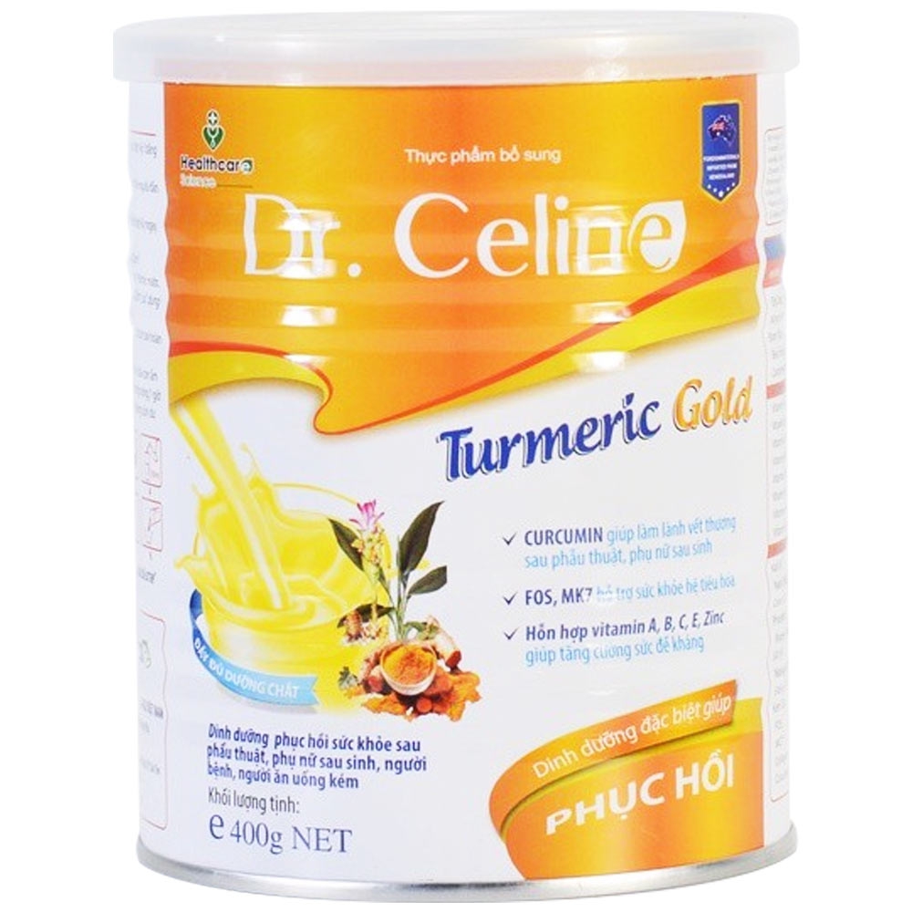 Sữa Nghệ Tumeric Gold Dr. Celine giảm đau dạ dày - tá tràng, chống oxy hóa, thải độc đẹp da (400g)