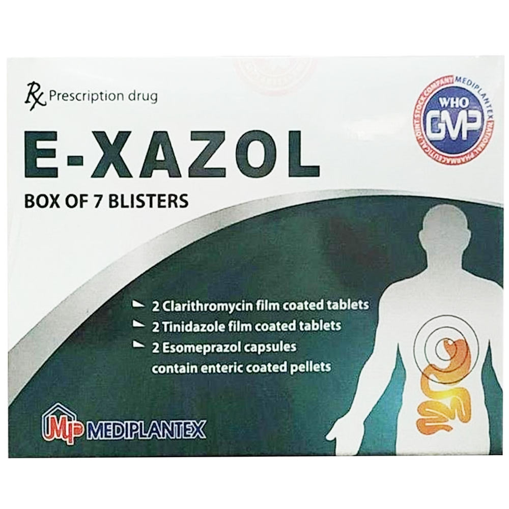 Thuốc E-Xazol Mediplantex điều trị viêm loét dạ dày - tá tràng (7 vỉ x 6 viên)