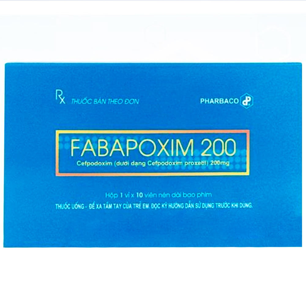 Thuốc Fabapoxim 200 Pharbaco điều trị nhiễm khuẩn hô hấp trên (1 vỉ x 10 viên)