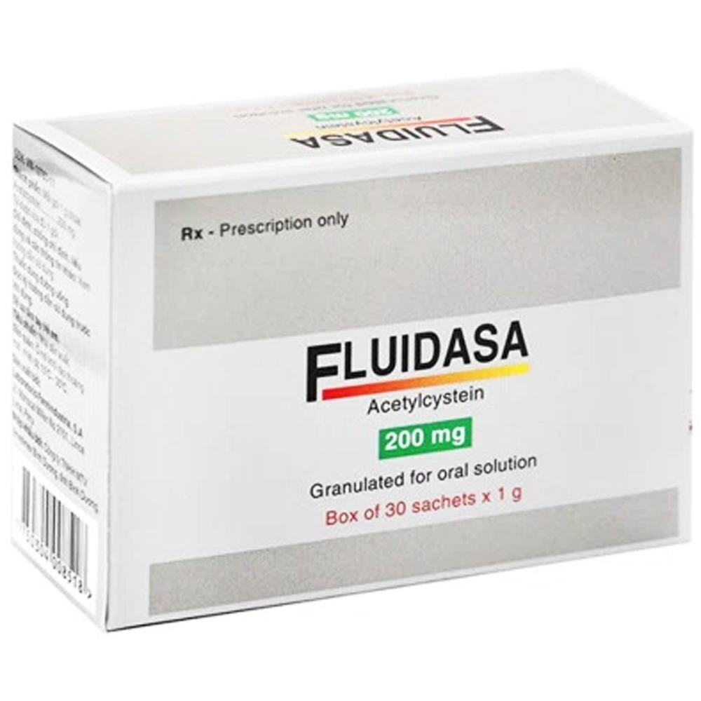 Cốm Fluidasa 200mg điều trị viêm phế quản cấp và mãn tính (30 gói)