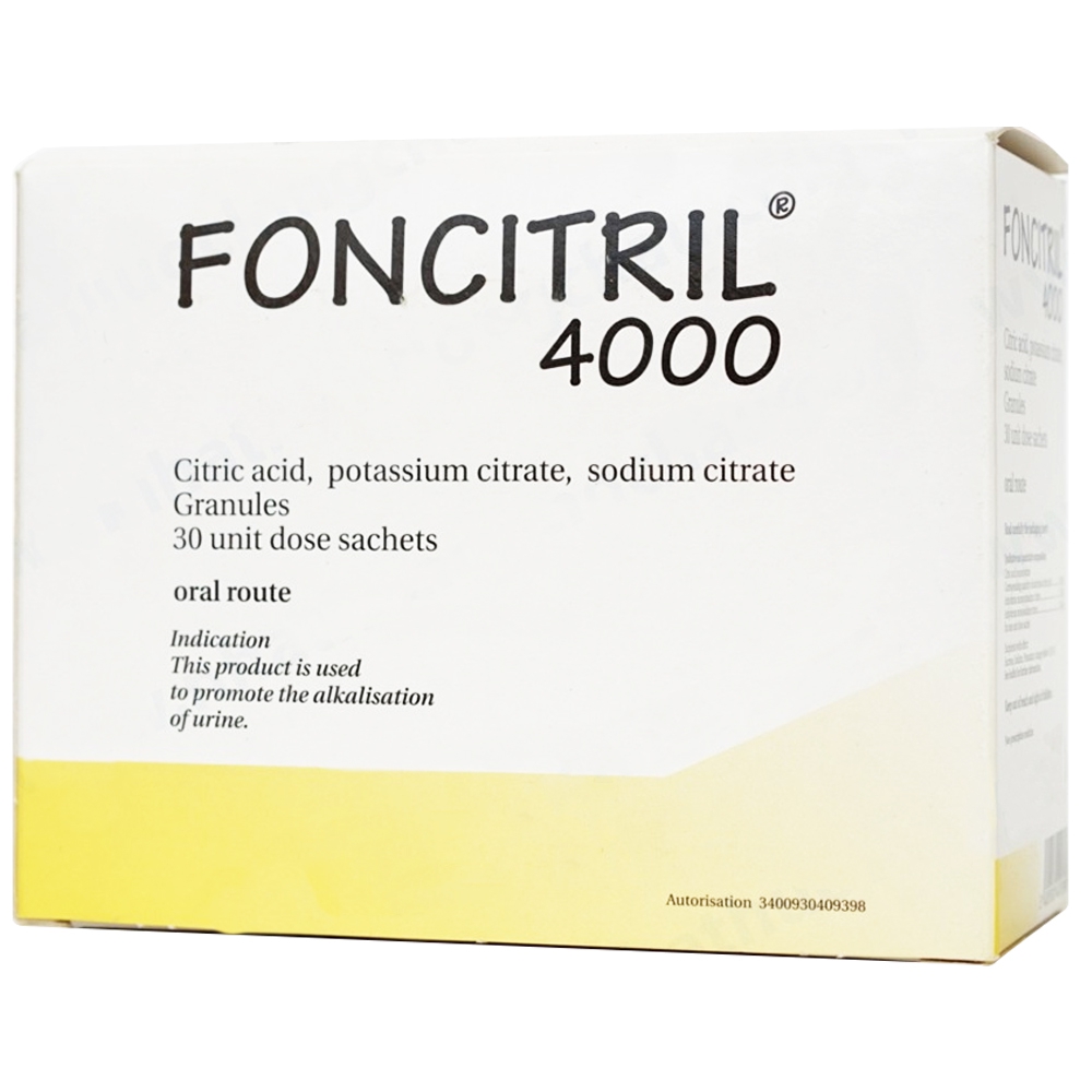 Cốm Foncitril 4000 Galien điều trị và phòng ngừa sỏi niệu dạng urat và dạng cystin (30 gói)