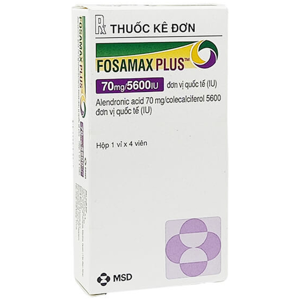 Thuốc Fosamax Plus 70mg/5600IU Organon điều trị loãng xương (1 vỉ x 4 viên)