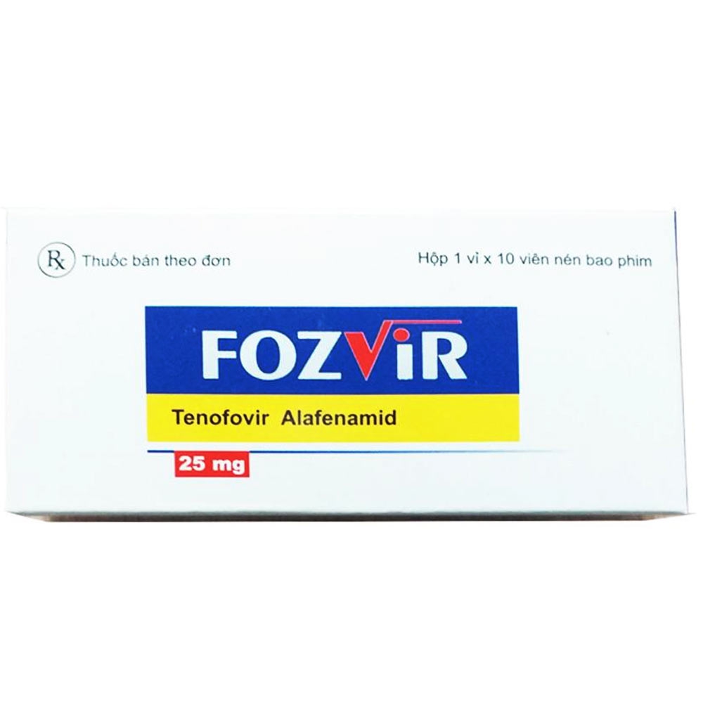 Thuốc Fozvir 25mg Medisun điều trị bệnh viêm gan B mạn tính (1 vỉ x 10 viên)