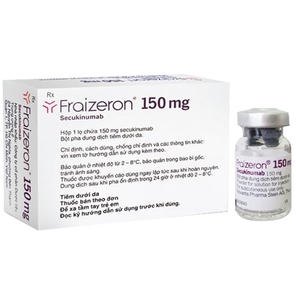 Bột pha tiêm Fraizeron 150mg Novartis điều trị vảy nến thể mảng, viêm khớp vảy nến, viêm cột sống dính khớp