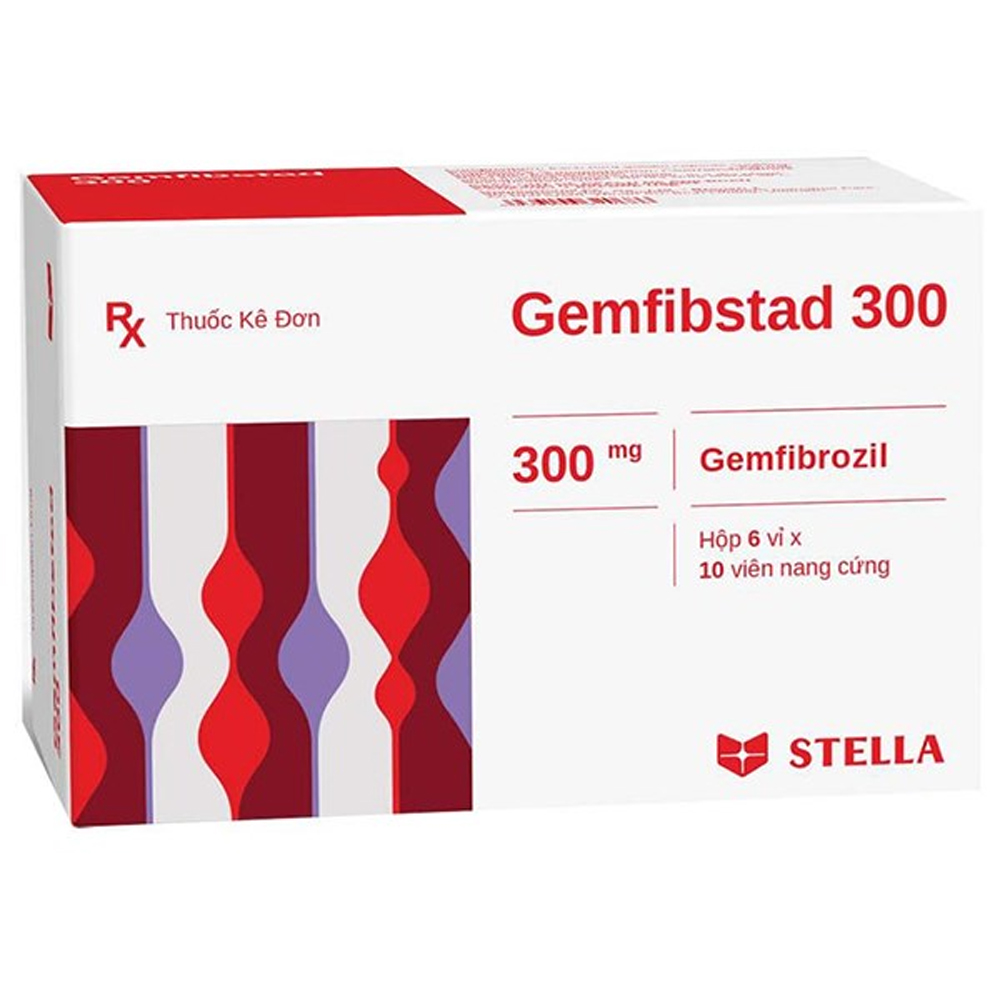 Thuốc Gemfibstad 300 Stella điều trị tăng lipid huyết (6 vỉ x 10 viên)