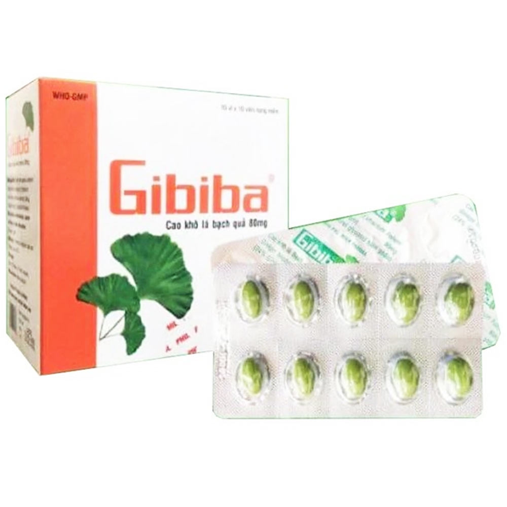 Thuốc Gibiba 80mg Phil điều trị thiểu năng tuần hoàn não, nhức đầu, giảm trí nhớ (10 vỉ  x 10 viên)