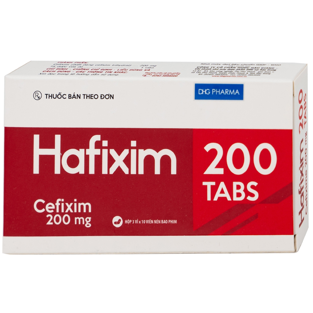 Thuốc Hafixim 200 Tabs DHG Pharma điều trị các trường hợp nhiễm khuẩn (3 vỉ x 10 viên)