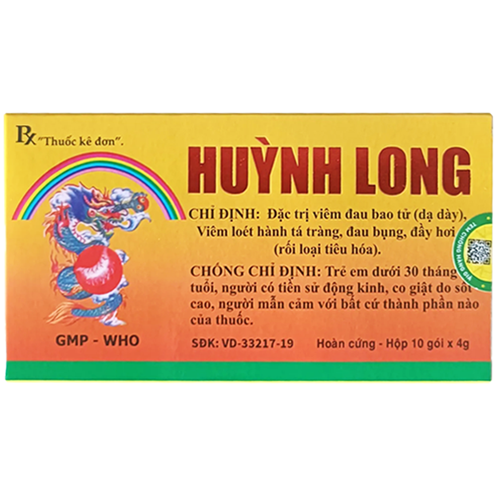 Thuốc Huỳnh Long Vị Thống Hoàn Bảo Long đặc trị viêm đau bao tử, viêm loét hành tá tràng (10 gói x 4g)