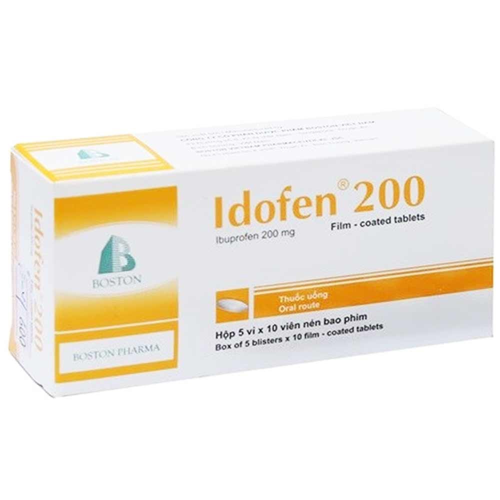 Thuốc Idofen 200 Boston chống đau, kháng viêm thống kinh, nhức đầu, đau răng (5 vỉ x 10 viên) 