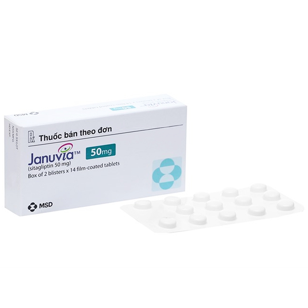 Viên nén Januvia 50mg MSD hỗ trợ chế độ ăn kiêng, cải thiện kiểm soát đường huyết tuýp 2 (2 vỉ x 14 viên)