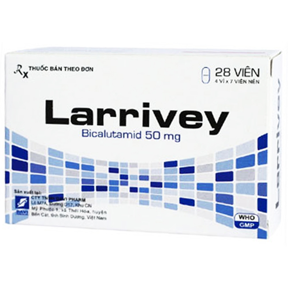 Thuốc Larrivey 50mg Davipharm hỗ trợ điều trị ung thư tiền liệt tuyến (4 vỉ x 7 viên)