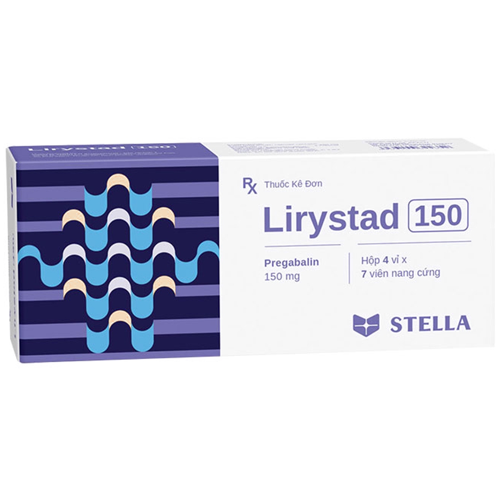 Thuốc Lirystad 150 Stella Pharm điều trị đau thần kinh ngoại vi và trung ương (4 vỉ x 7 viên)