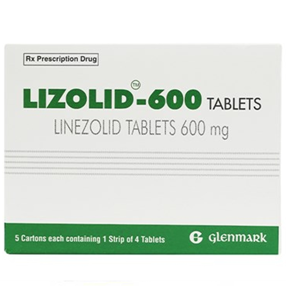 Thuốc Lizolid-600 Glenmark điều trị viêm phổi, nhiễm khuẩn da và mô mềm (1 vỉ x 4 viên)