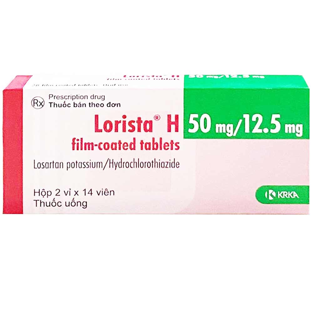 Viên nén Lorista H 50mg/12.5mg KRKA điều trị huyết áp cao (2 vỉ x 14 viên)