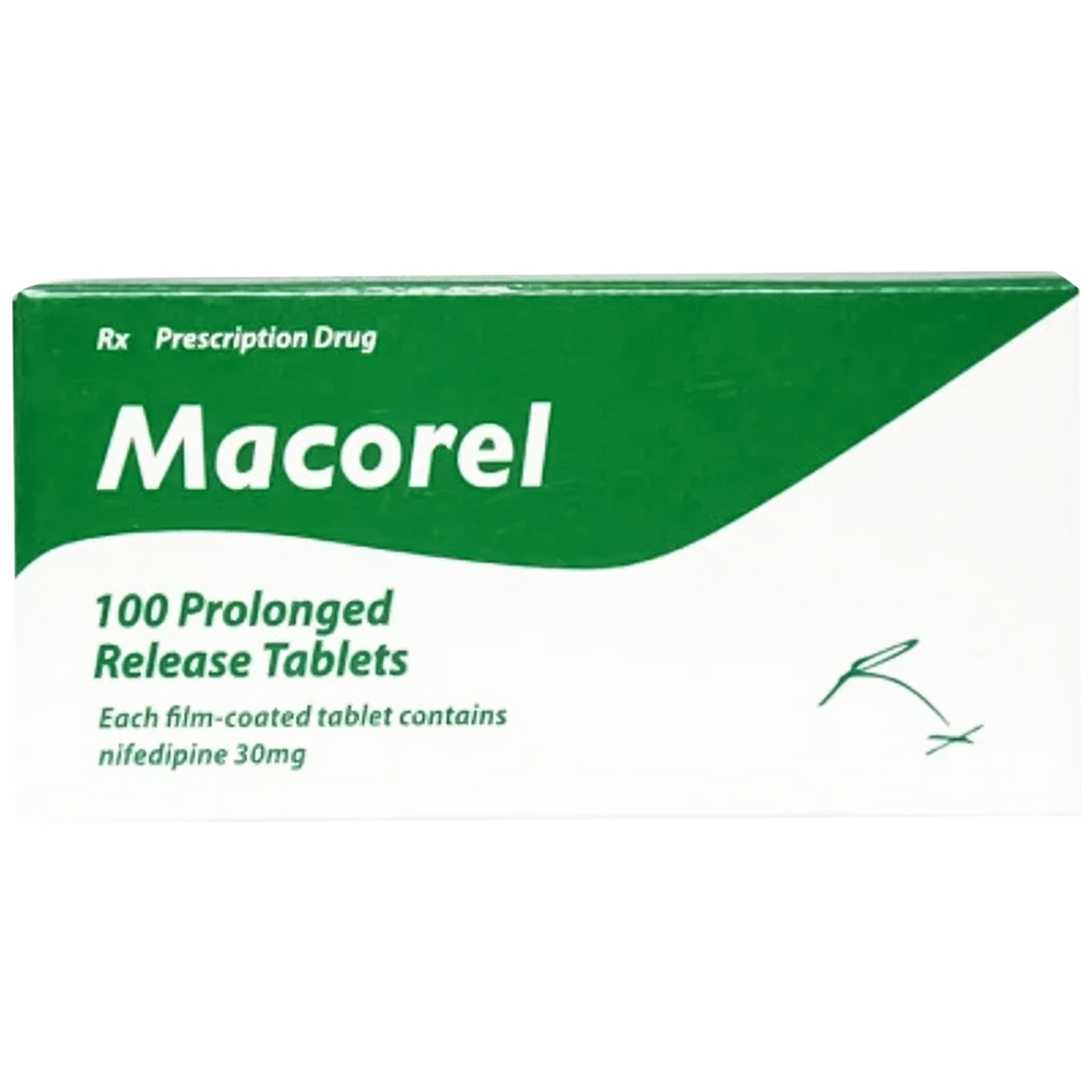 Viên nén Macorel 30mg Valpharma điều trị cao huyết áp, giảm triệu chứng đau ngực (10 vỉ x 10 viên) 