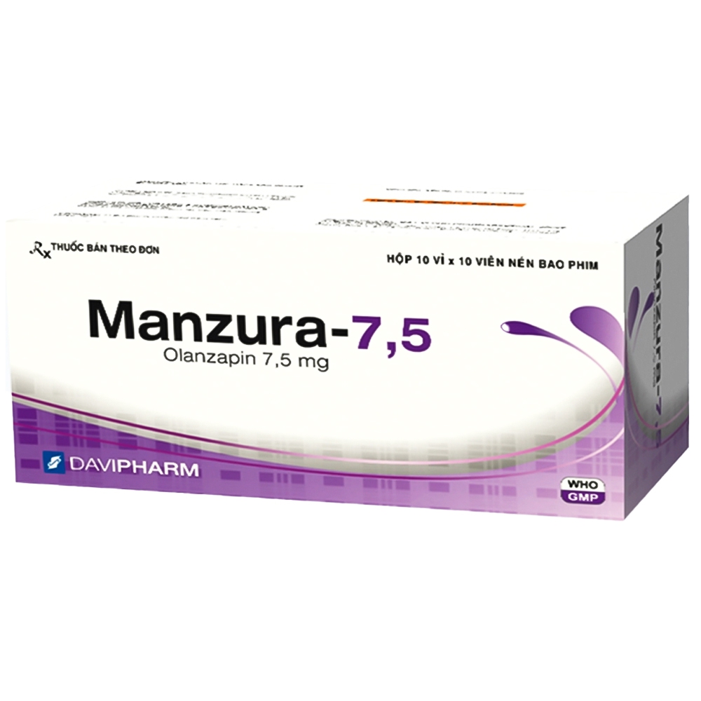 Viên nén Manzura-7.5 DaviPharm điều trị tâm thần phân liệt (10 vỉ x 10 viên)