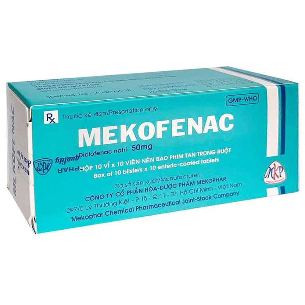 Thuốc Mekofenac 50mg Mekophar điều trị thoái hóa khớp, viêm khớp mạn tính (10 vỉ x 10 viên)