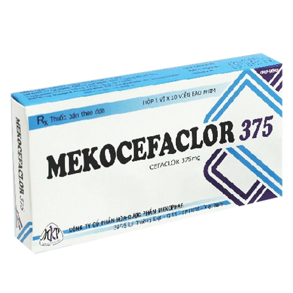 Thuốc Mekocefaclor 375mg Mekophar điều trị nhiễm trùng đường hô hấp (1 vỉ x 10 viên)